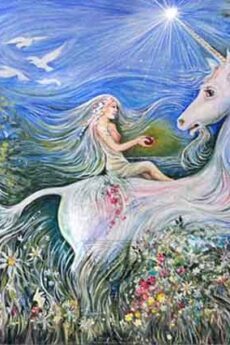 Original hand painted artwork of Lilith and the Unicorn