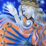 Original hand painted artwork of Sophia, Five of Wands